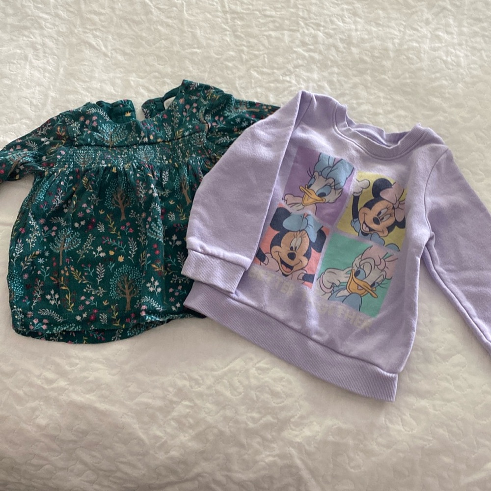 Gymboree Green Long Sleeve Shirt and Minnie sweatshirt